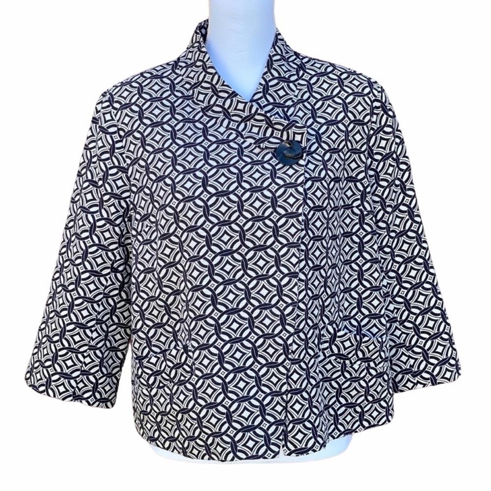 SILKLAND ONE BUTTON BLAZER GEOMETRIC CIRCLES